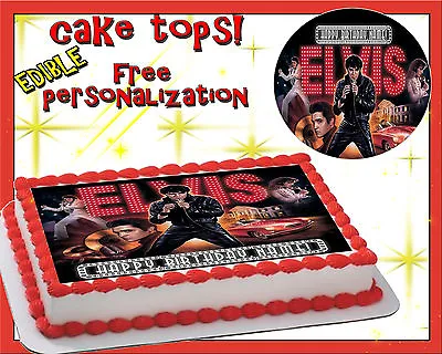 Elvis Presley Happy Birthday Cake Edible Sugar Topper Sheet Paper Image Picture • $20.50