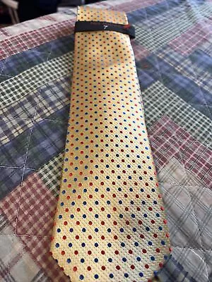 Paul Malone Palm Beach Seven 7 Fold Mens Necktie Tie Yellow Blue Red Polka Dots • $45