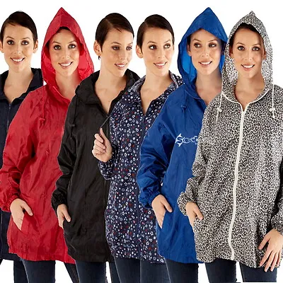 Ladies Hooded Kag In A Bag Rain Coat Cagoule Pocket Jacket Kag Mac Festival • £9.95