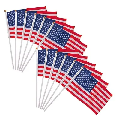  24 Pcs American Flags Mini Pride Patriotic Decorations Handheld Outdoor • $9.38