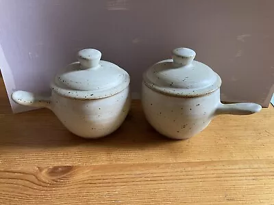 £15 • Buy Winchcombe Studio Pottery Two Lidded Soup Bowls Oatmeal Glaze