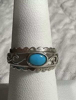 Vintage Turquoise Sterling Silver Ring Signed SSBY. Size 7 • $21