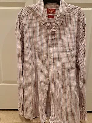 R M Williams Mens Long Sleeve Blue Brown Check Shirt 3XL With Pocket • $15