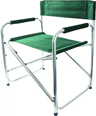 Green Directors Chair Folding With Arms Aluminium Canvas Portable Camping Garden • £29.99