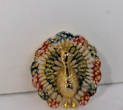 Signed GERRYS Peacock Bird Filigree Enamel Vintage Figural Brooch Pin 1 1/2   • $15