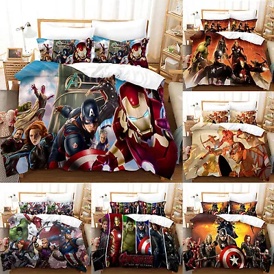 Avengers Bedding Set 3PCS Duvet Cover Pillowcases Soft Comforter Cover US Size • $58.89