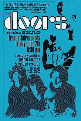 $26.95 • Buy THE DOORS HUGE Concert POSTER 3x5 Fabric Banner With Grommets!  At Fresno