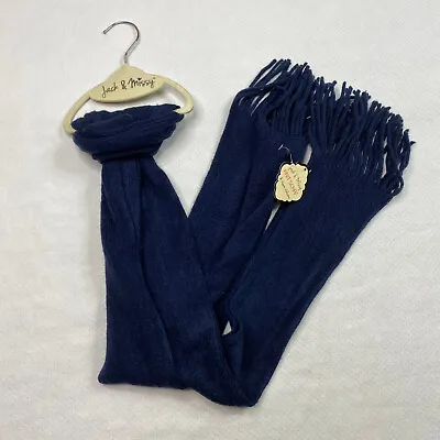 £15.90 • Buy Jack & Missy Womens Rectangle Scarf One Size Navy Soft Tight Knit Fringe New