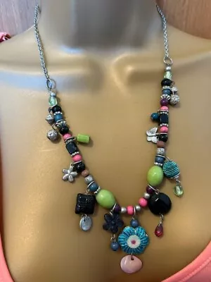 Bohemian Style Multi Bead Charm Necklace Glass + Other Material • $4.92
