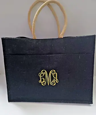 The Royal Standard Black LMA Monogrammed Beach Tote Bag 19  X 15 X 7 • $23.95