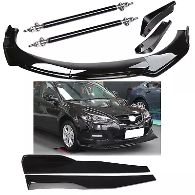 Front Bumper Lip Splitter Spoiler Body Kit Side Skirt For 2004-21 Mazda 2 3 5 • $79.99