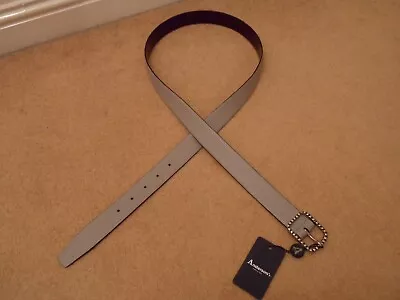 £19.99 • Buy NEW ANDERSONS GREY GRAIN LEATHER BELT With SILVER BUCKLE HANDMADE 110 ITALY
