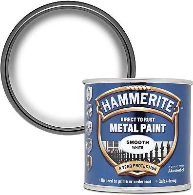 Hammerite Direct To Rust Metal Paint - Smooth White Finish 250ML • £9.20
