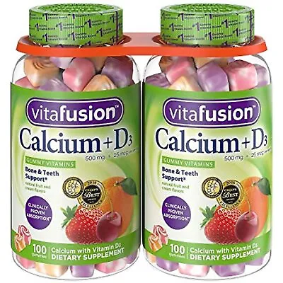 Vitafusion Calcium Gummies 500 Milligrams 200 Count Twin Pack • $34.91