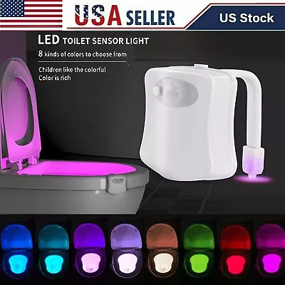 New Toilet Night Light 8 Color LED Motion Activated Sensor Bathroom Bowl Seat • $5.50