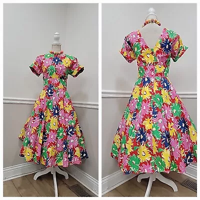 Vintage'70s KAPPI Tea Garden Floral Party Cotton Dress  • $44.99