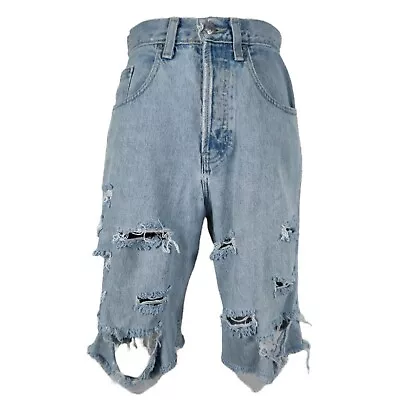 Vintage 90s Gap Grunge Destroyed Jean Shorts Size 27 Denim Button Fly Jorts • $50