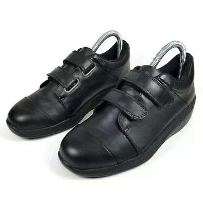 MBT Womens EUR 36 US 5-5.5 Zende Work Walking Black Leather Hook & Loop Shoes • $38.95