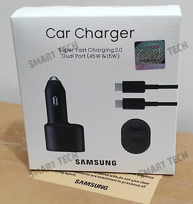 60W Samsung Super Fast Charging Dual Car Charger (45W+15W) 2 Port USB-C & USB-A • £8.99