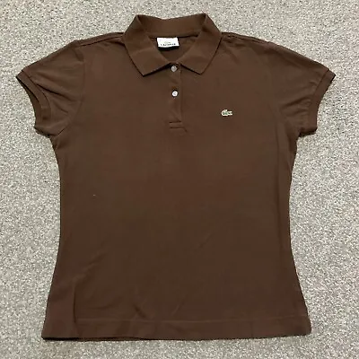 £4.99 • Buy Womens Lacoste Polo Shirt Size 8 Brown Short Sleeve Collared Devanlay
