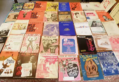 Vintage Lot Of 41 Show Tunes Musicals Movie Sheet Music 1930's To 1960's • $27.99