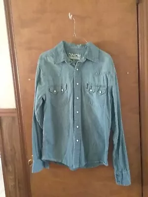 Cinch Western Men's  Shirt Pearl Snap Modern Fit Size M  Chambray • $7.99