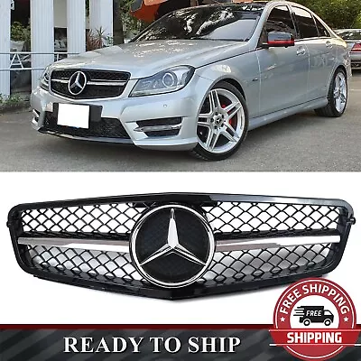 AMG Style Front Grille Grill + Star For Mercedes Benz W204 C250 C300 2008-2013 • $75.59