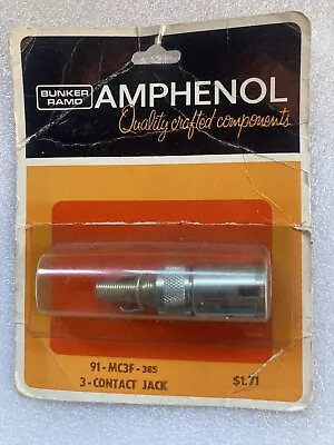 AMPHENOL 91-MC3F Microphone 3 PIN Female Cable Connector NOS • $26