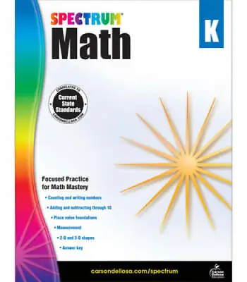 Spectrum Math Workbook Grade K - Paperback By Spectrum - GOOD • $4.19