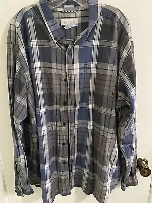 COLUMBIA Regular Fit 2X Button Down Long Sleeve Mens Shirt 2XL Blue Gray White • $9.99