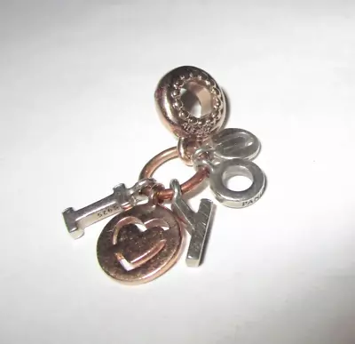 Pandora Charm - I LOVE YOU - Silver & Rose Gold Letters Dangle Charm - 796596FPC • $35