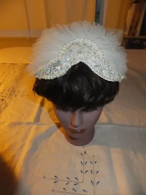 Vtg Wedding Veil Headpiece 1950's VENE Bridal Shop NY Sequins Pearls Juliet Cap • $32