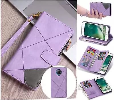 Xiaomi Poco F2 Pro Suede Wallet Collage Line Embossed 9 Card Zip Pocket • $12.90