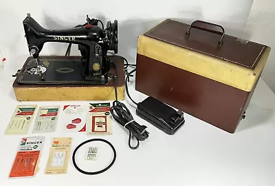 Vintage 1954 Singer Model 99K Sewing Machine With Cabinet Foot Pedal & Accs • $149.89