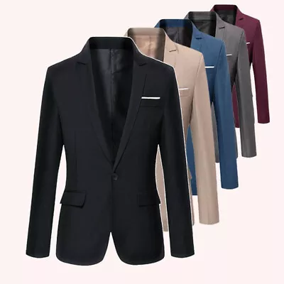 Mens Formal Suit Blazer Jacket Coat Dress Business Work One Button Casual Tops • $17.79