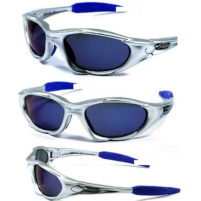 New XLoop Mens Womens Sports UV400 Sunglasses Silver Frame Blue Lens • $10.49