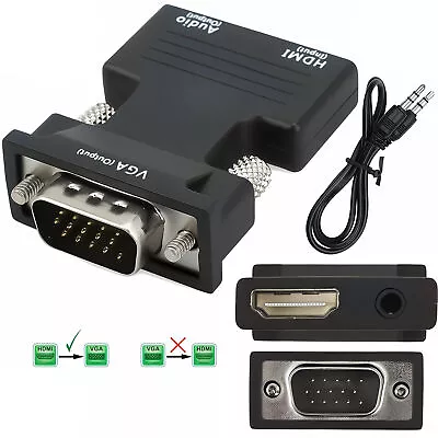 HDMI Female To VGA Male Converter With Audio Adapter Support 1080P Signal Output • $4.98