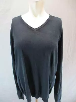 7 For All Mankind Size L Mens Black 100% Cotton V-Neck Pullover Sweatshirt 6Y099 • $10