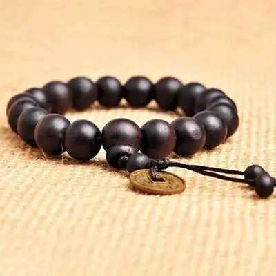 Men's Wooden 12MM Buddha Buddhist Prayer Beads Tibet Mala Bracelet L6H1 • $1.17