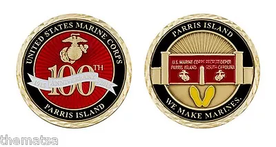 Marine Corps Parris  Island 100 Years We Make Marines 1.75  Challenge Coin • $36.99