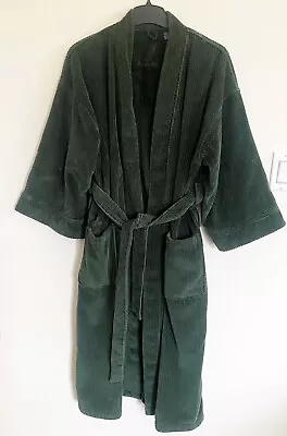 NAUTICA Men's One Size Forest Green Plush Wrap Robe 100% Cotton Pockets • $22