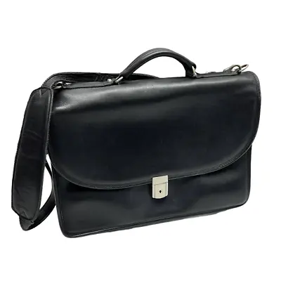 Jack Georges Fine Leather Executive Briefcase Black With Shoulder Strap  • $125.92