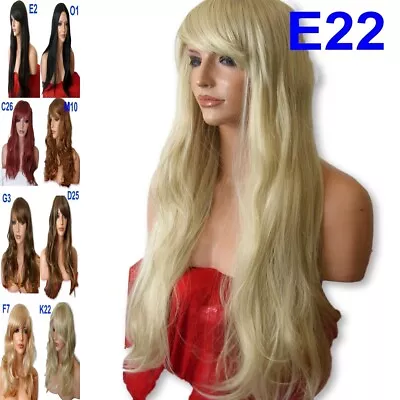 Real Natural Straight Curly Long Wigs For Women Red Blonde Brown Full Wigs UK • £11.69