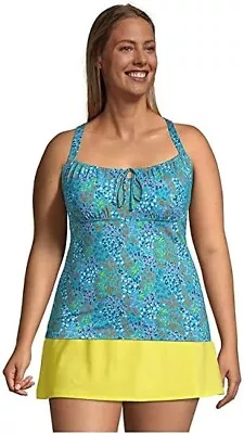 NWT Lands' End Women's Modest Underwire Tie Front Cinched Tankini Size 16W GG279 • $42.49