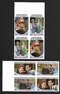 1986 Royal Wedding MNH Grenadines St Vincent 539a - 540b Imperf Set Of 8 Stamps • $2.75