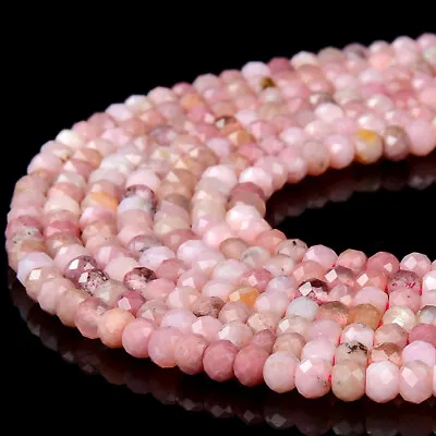 4X3MM Peruvian Pink Opal AA Micro Faceted Rondelle 15 Inch (80018108-P87) • $14.99