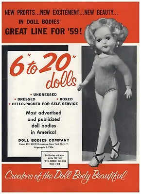 1959 PAPER AD 4 PG Play Baby Doll Dolls Bodies Company 6  To 20  Mary Lou Jo-Ann • $29.99