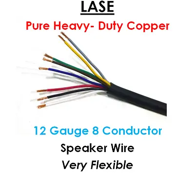 LASE 12 AWG Gauge 8 Conductor Heavy Duty Speaker Wire (Sold In 10 Ft Increments) • $30.99