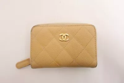 Authentic CHANEL Caviar Skin Matelasse Coin Purse Zip Around  Wallet #26029 • $189