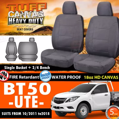 TUFF HD CANVAS Mazda BT-50 Single CAB Custom Seat Covers 11/2011-2019 BT50 CHARC • $169